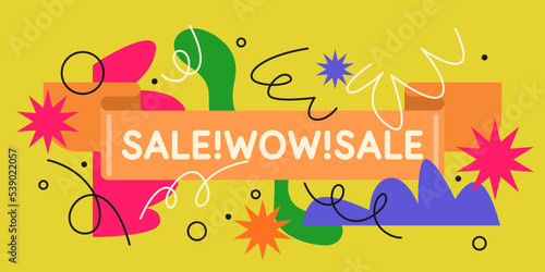 The original advertising poster of the sale. Vector illustration. Composition with geometric shapes. Abstract background