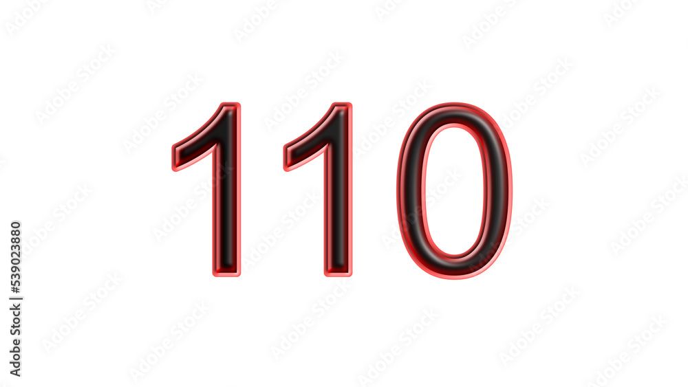 red 110 number 3d effect white background red 110 number 3d effect white background