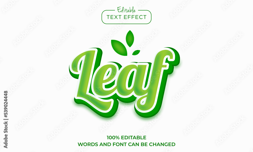 leaf green nature 3d logo template editable text effect style leaf green nature 3d logo template editable text effect style