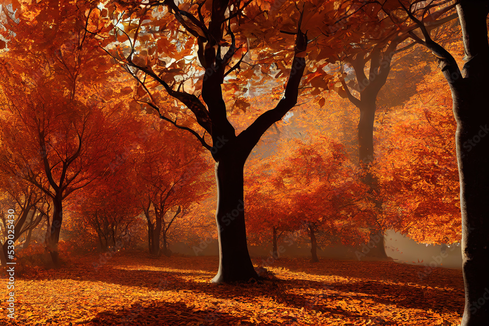 Autumn trees in the park