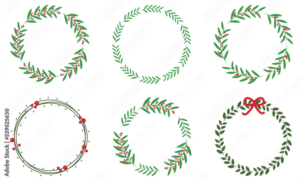 Christmas ornament wreath set. Vector illustration