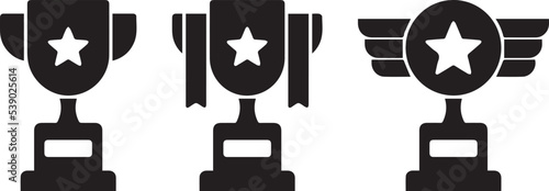 Trophy cup icon set. winner award icons set. Winner Victory cup icon. Trophy cup symbol. First place cup. Minimalistic hipster cup