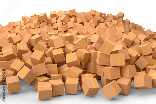 Cardboard box or carton on white background  carrying parcel and online shopping