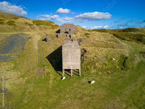 Titterstone Clee Hills Abandoned buidings. Building believed to have been used for loading stone into Railway Wagons with associated support buildings photo