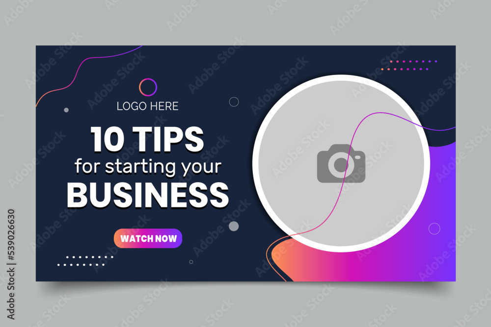 Naklejka premium 10 Tips Video Thumbnail Design, Fully Editable, Modern and Simple