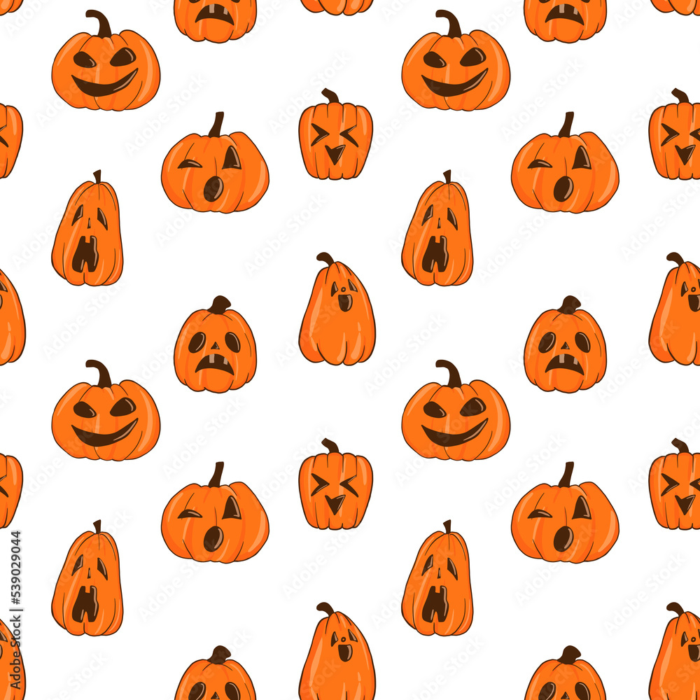 pattern with pumpkins on a white background handmade pattern with pumpkins on a white background handmade