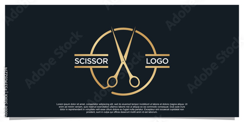 hair cut logo design vector with creative concept for women beauty salon