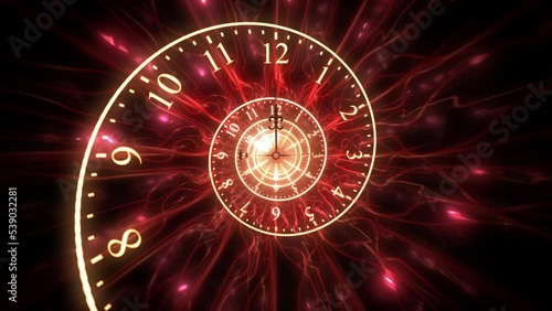 Dark Red Mystical Time Spiral Spinning Clock Dial Animation