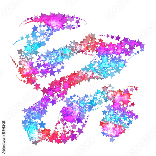 Isolated graphics made up of flowing colorful stars for overlay