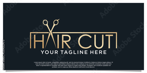 hair cut logo design vector with creative concept for women beauty salon