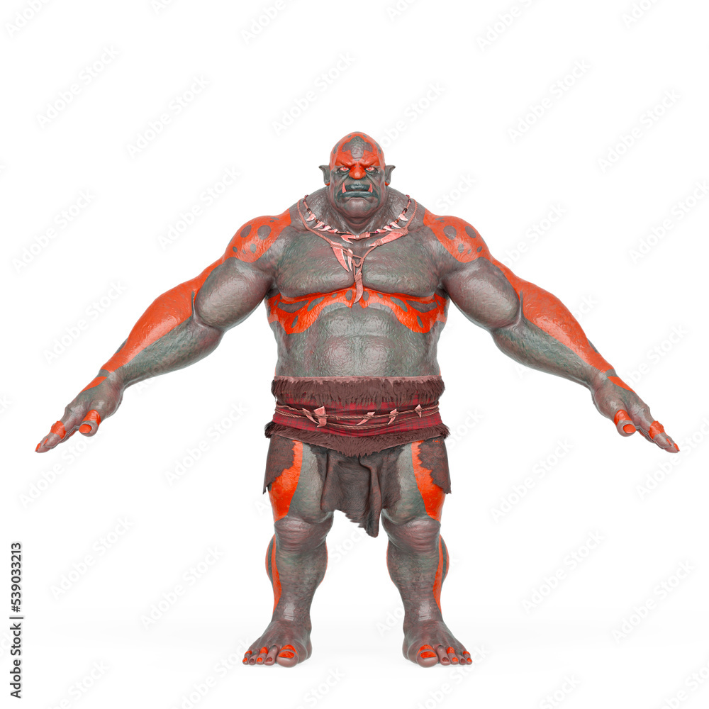 ogre beasty is on a pose in white background ogre beasty is on a pose in white background