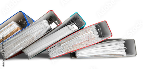 Naklejka File folders with documents on white background