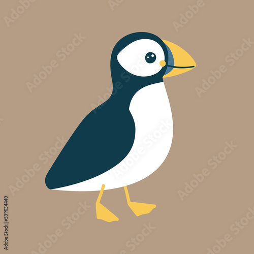 Vector illustration of cute puffin