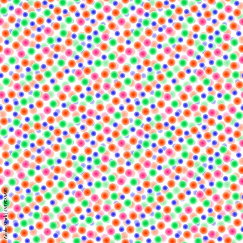 Abstract seamless pattern with colorful voluminous different balls on white.Illustration of overlapping layering effect pattern for background ornament.For invitation,flyer,banner,textile,fabric