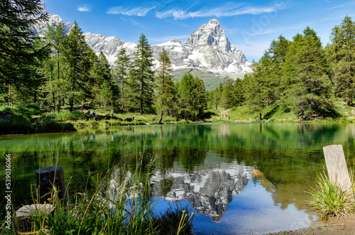 Lago Blu, Aosta, Piemont mit Matterhorn