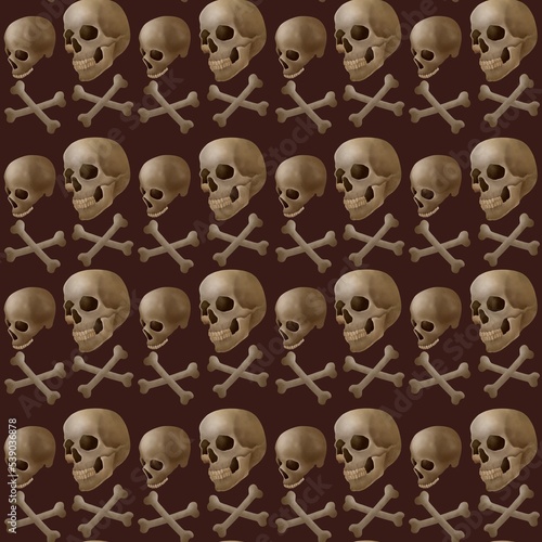 seamless pattern of skulls suitable for fabric printing