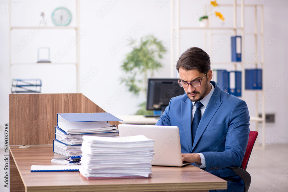 Young businessman employee working in the office Young businessman employee working in the office