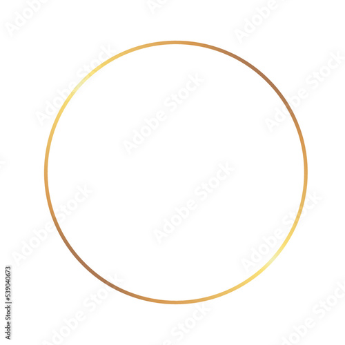 Golden thin circle round ring frame on the white background. Perfect design for headline, logo and sale banner. Vector
