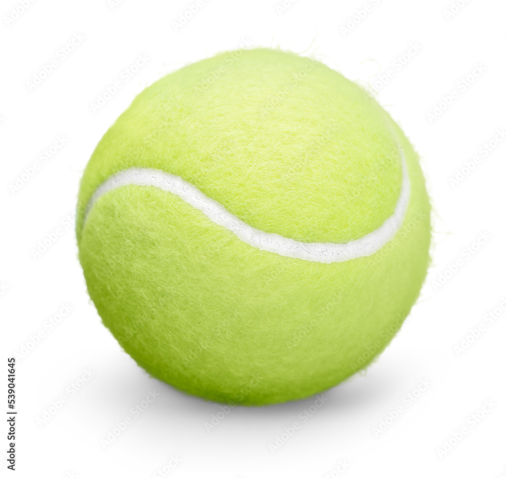 Single tennis ball isolated on white background