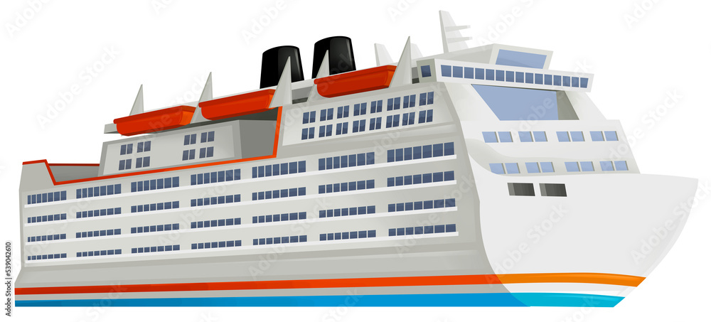 Fototapeta premium cartoon scene with happy ferryboat cruiser isolated illustration for children