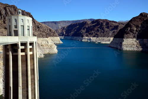 The Colorado River viewed from the Hoover Dam on September 30, 2017. 