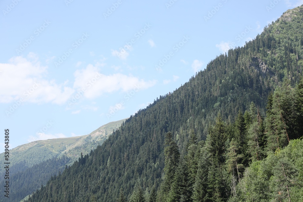 Picturesque view of beautiful mountain landscape under blue sky