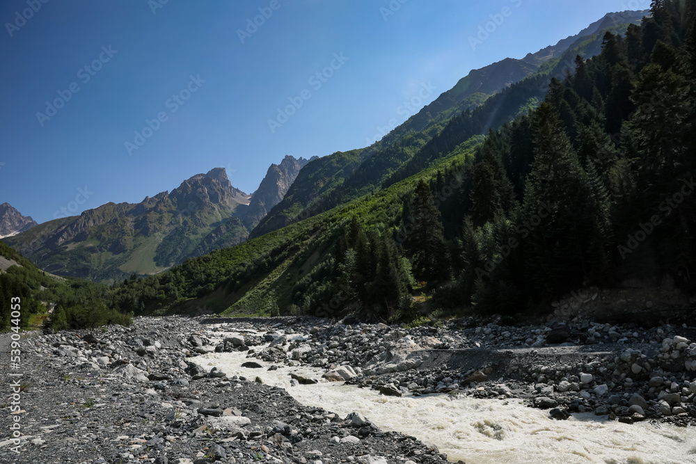 Picturesque view of beautiful river in mountains Picturesque view of beautiful river in mountains