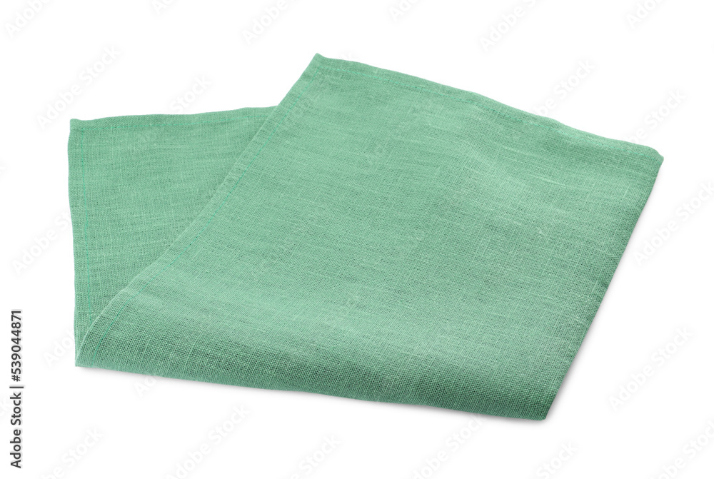 Green cloth kitchen napkin isolated on white