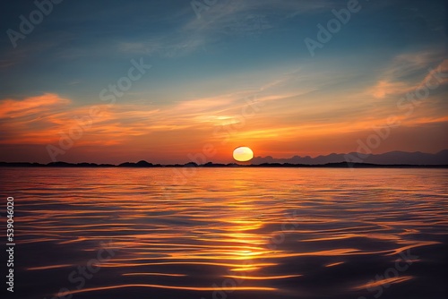 Beautiful Nature Silhouette Of Body Of Water During Golden Hour Dawn Tsilivi photo