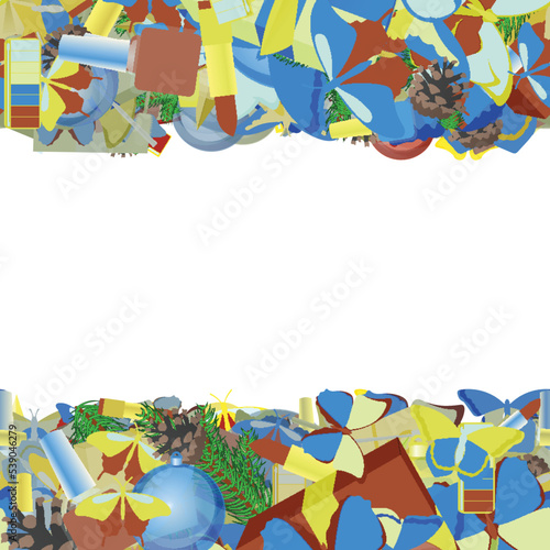 Background pattern abstract seamless design texture. Horizontal stripes. Border frame, transparent background. Theme is about many, maquillage, ribbon, brush, tree, tones, pomatum, vector