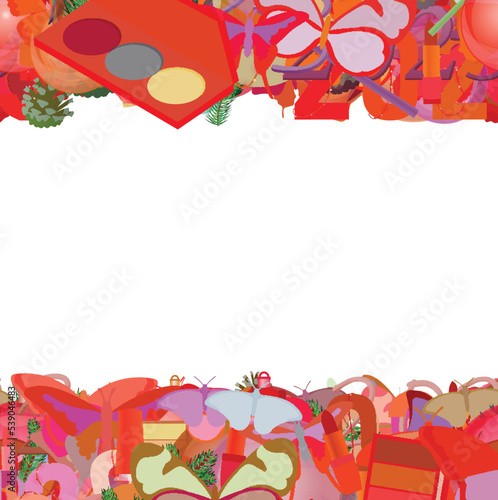 Background pattern abstract seamless design texture. Horizontal stripes. Border frame, transparent background. Theme is about cone, delicate, tropical, wing, vector, pomatum, background