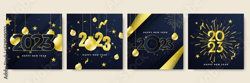 Happy new year 2023 social media template and greeting card design