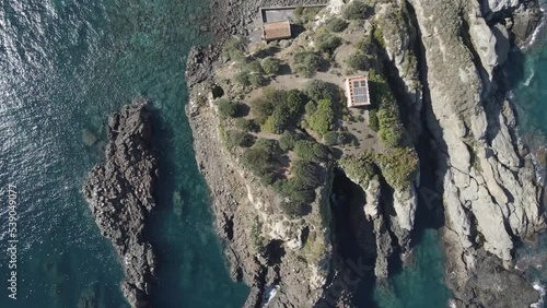 Aerial view of Ciclopi Islands in Aci Trezza, Sicily, Italy. photo