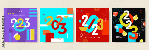Happy new year 2023 social media template and greeting card design