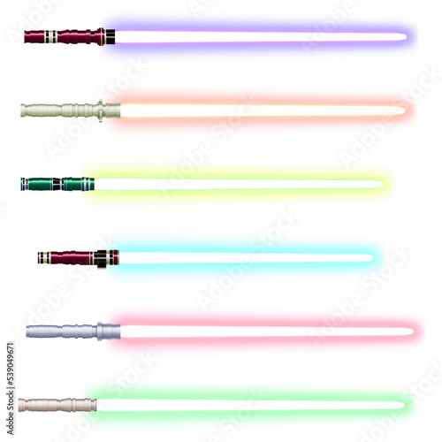 Εκτύπωση καμβά 3D illustration of a set of five colourful Lightsabers
