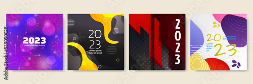 Happy new year 2023 social media template and greeting card design