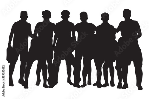 Silhouetee photo of a soccer team on the field	
