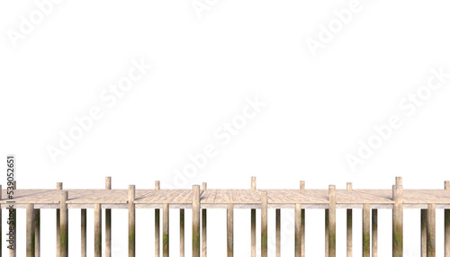 Εκτύπωση καμβά Wooden bridge on lake wooden jetty isolated