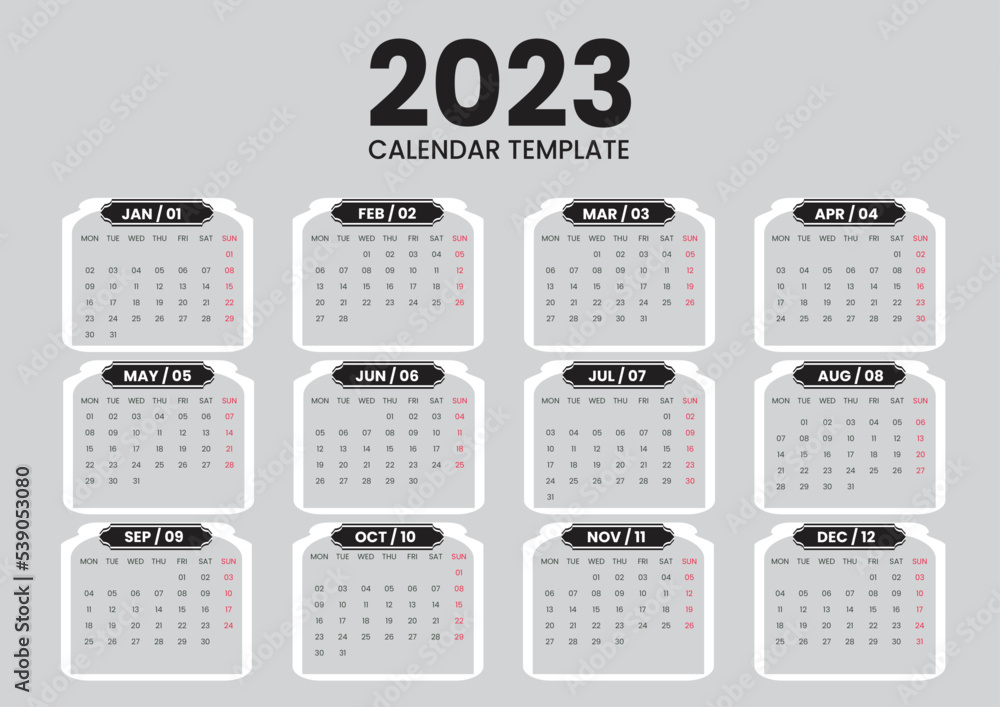 Modern design 2023 calendar template Modern design 2023 calendar template