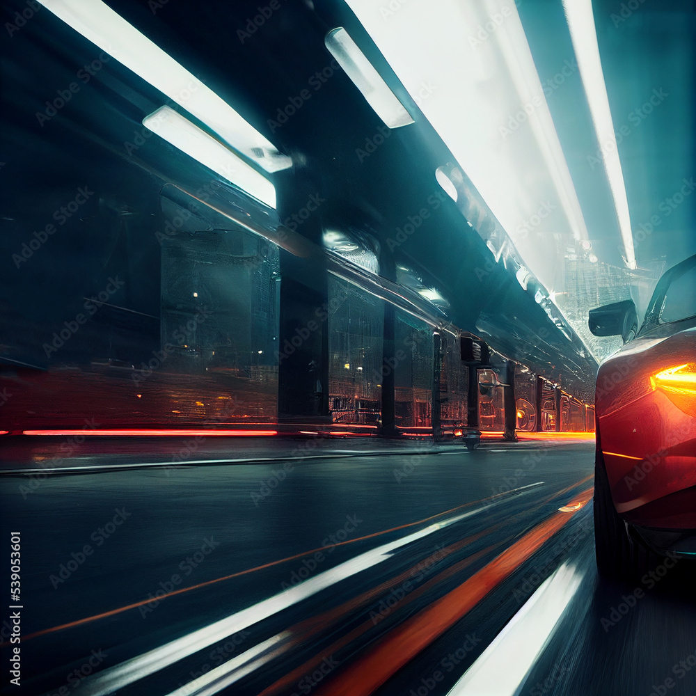 Supercar in cinematic lighting. 3D illustration