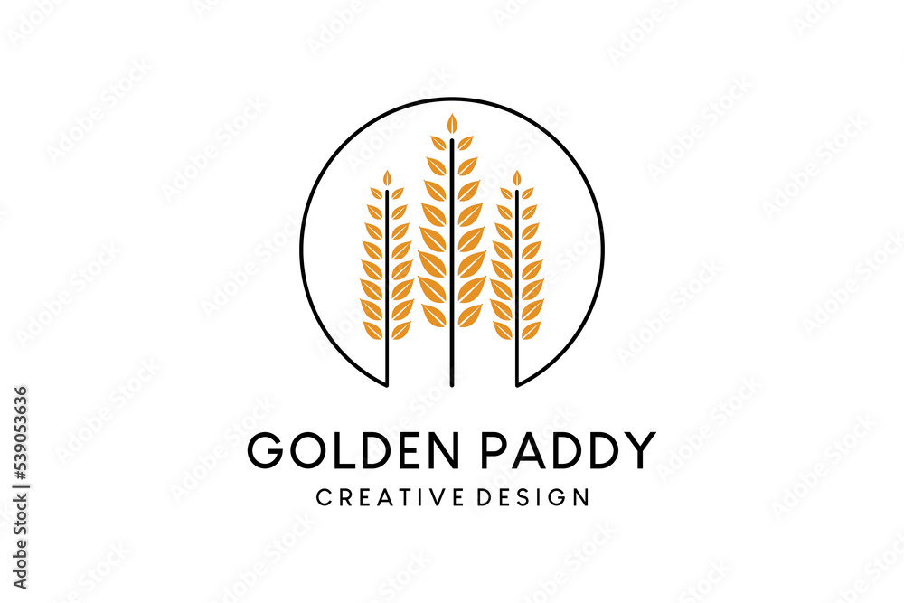 Paddy logo design with minimalist concept, paddy vector illustration