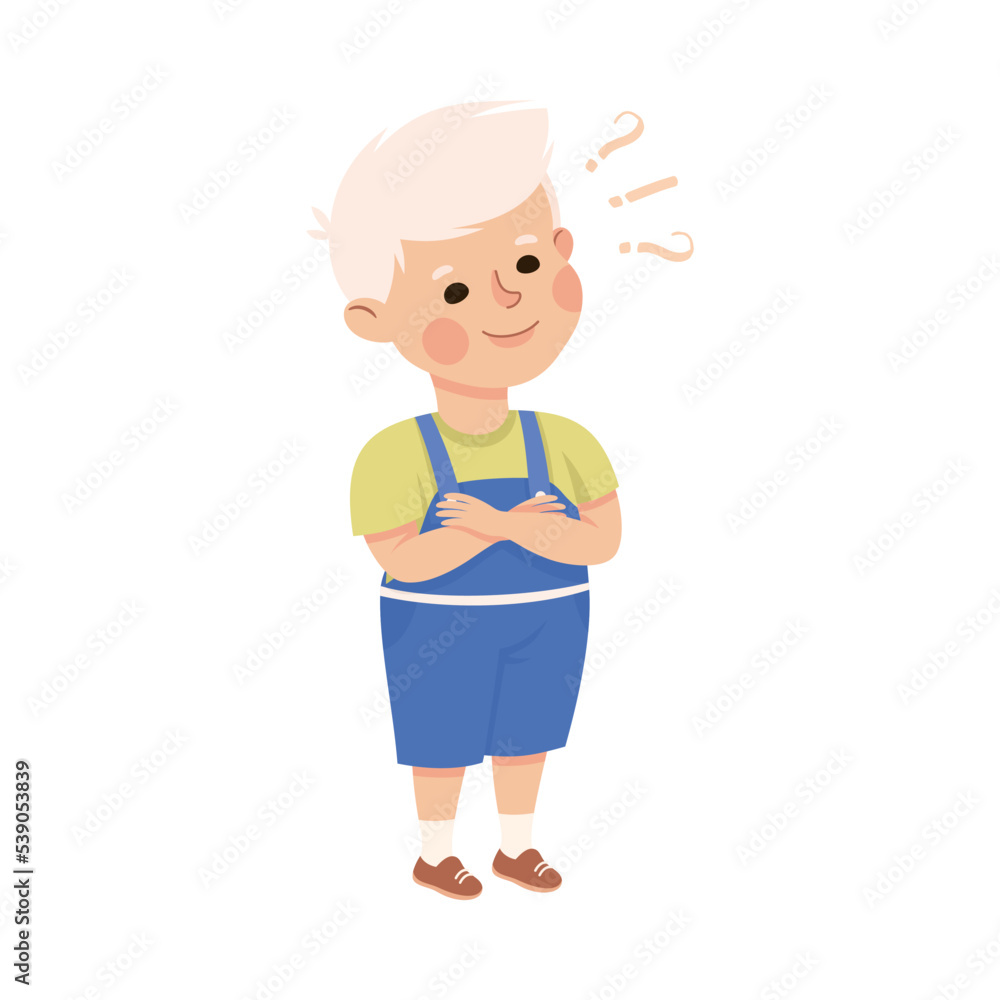 Puzzled Little Boy with Question Mark Scratching His Head Wondering Vector Illustration Puzzled Little Boy with Question Mark Scratching His Head Wondering Vector Illustration