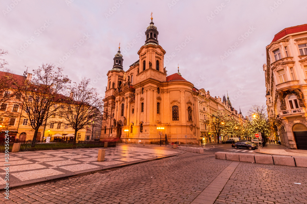 St Nicholas church at the Old Town squre in Prague, Czech Republic