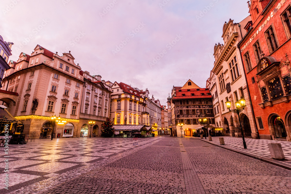 Morning view of the Old Town squre in Prague, Czech Republic