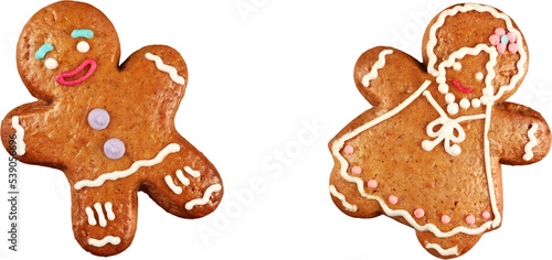 Gingerbread  Christmas Cookies isolated on white background, closeup. photo