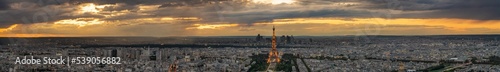 Photography Beautiful sunset panorama of Paris. France