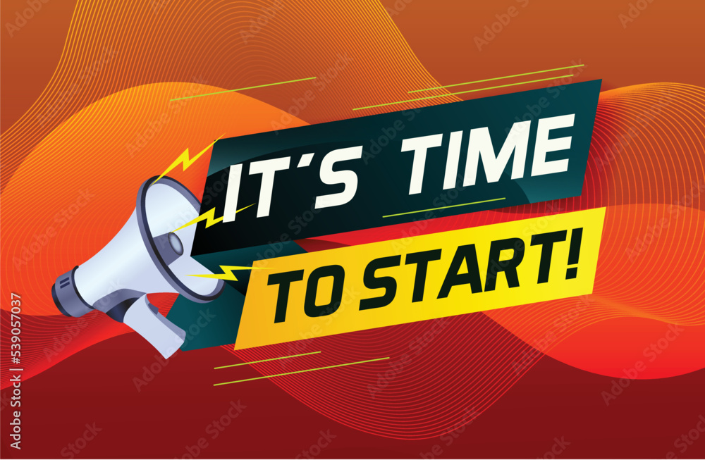 it-s-time-to-start-word-concept-vector-illustration-with-megaphone-and