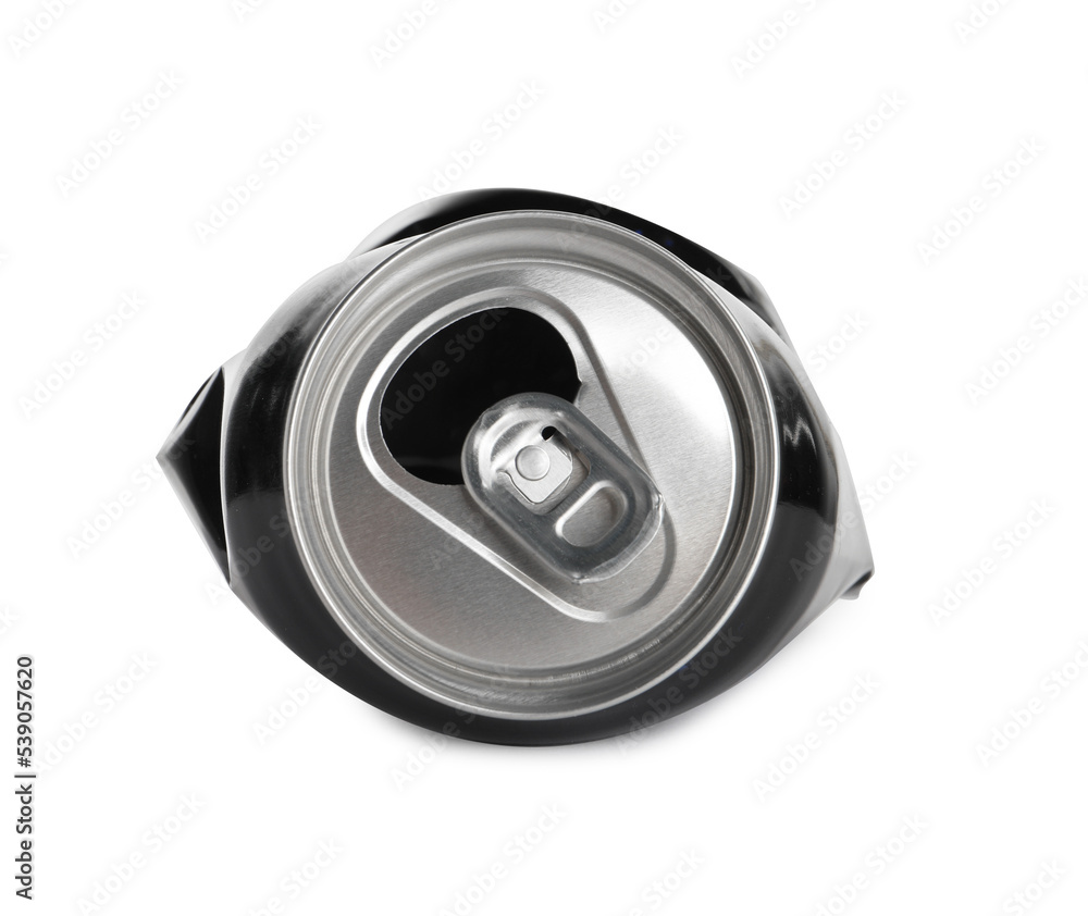 Black crumpled can with ring isolated on white Black crumpled can with ring isolated on white