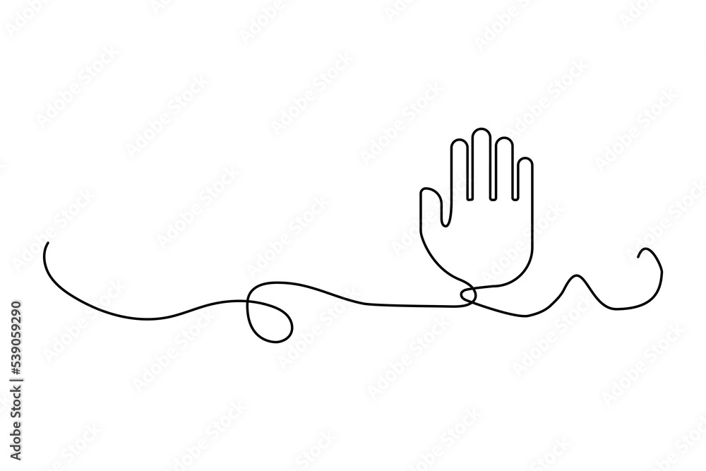 Palm line drawing. Single line. Contour symbol. Vector illustration. stock image. Palm line drawing. Single line. Contour symbol. Vector illustration. stock image.
