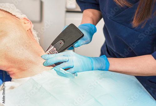 close up of a man having a beauty treatment